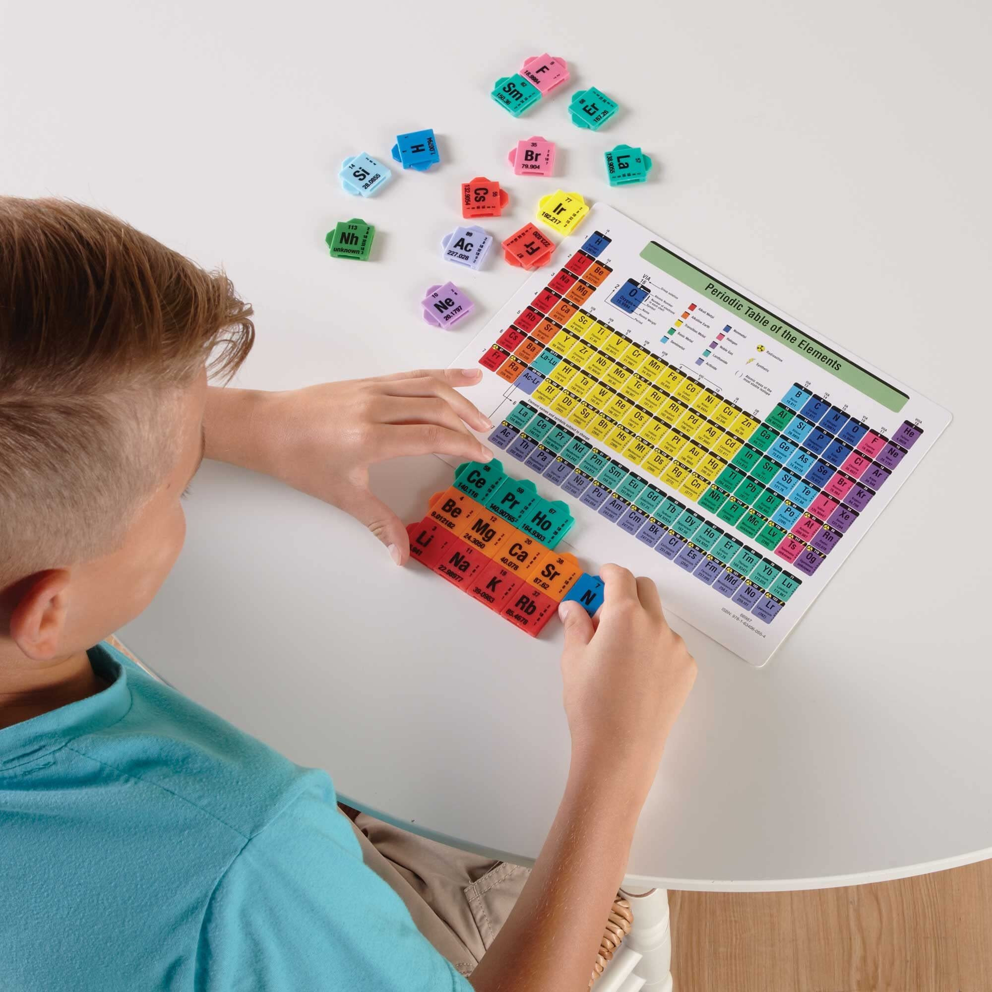 Hand2Mind Connecting Color Tiles Periodic Table For Kids Ages 10-13  Learn About Elements And Chemistry At Home  Tiles Have Atomic Number  Symbol  Weight  And Electron  Homeschool Supplies (163 Tiles)
