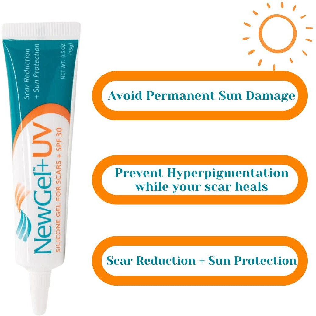 Newgel+Uv Advanced Silicone Scar Gel For Old And New Scars With Spf30 Mineral Sunscreen  Ideal For Facial Scars Exposed To Sun. 15G (0.5 Oz)