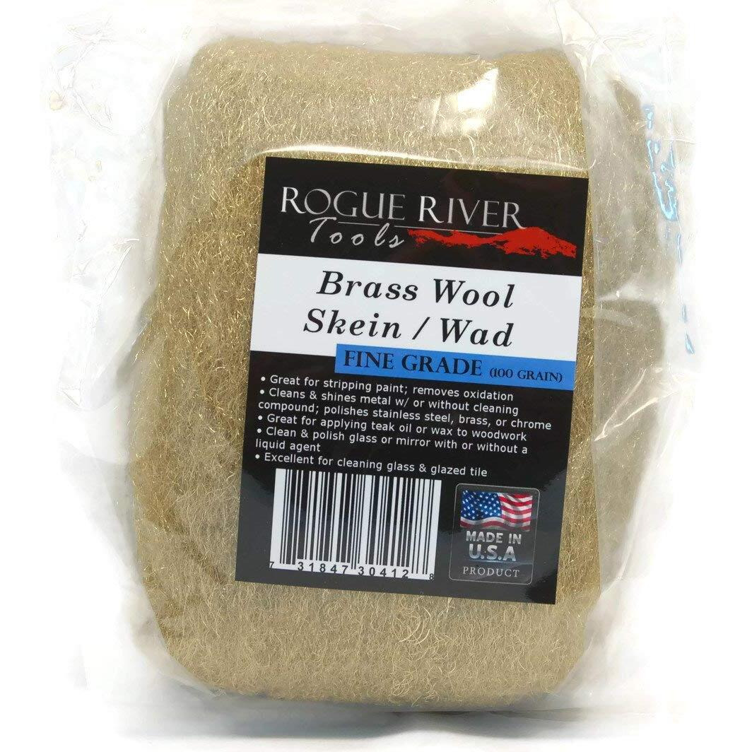 Brass Wool 3.5 Oz Skein/Pad/Wad -By Rogue River Tools. (Fine Grade) -Made In Usa  Pure Brass