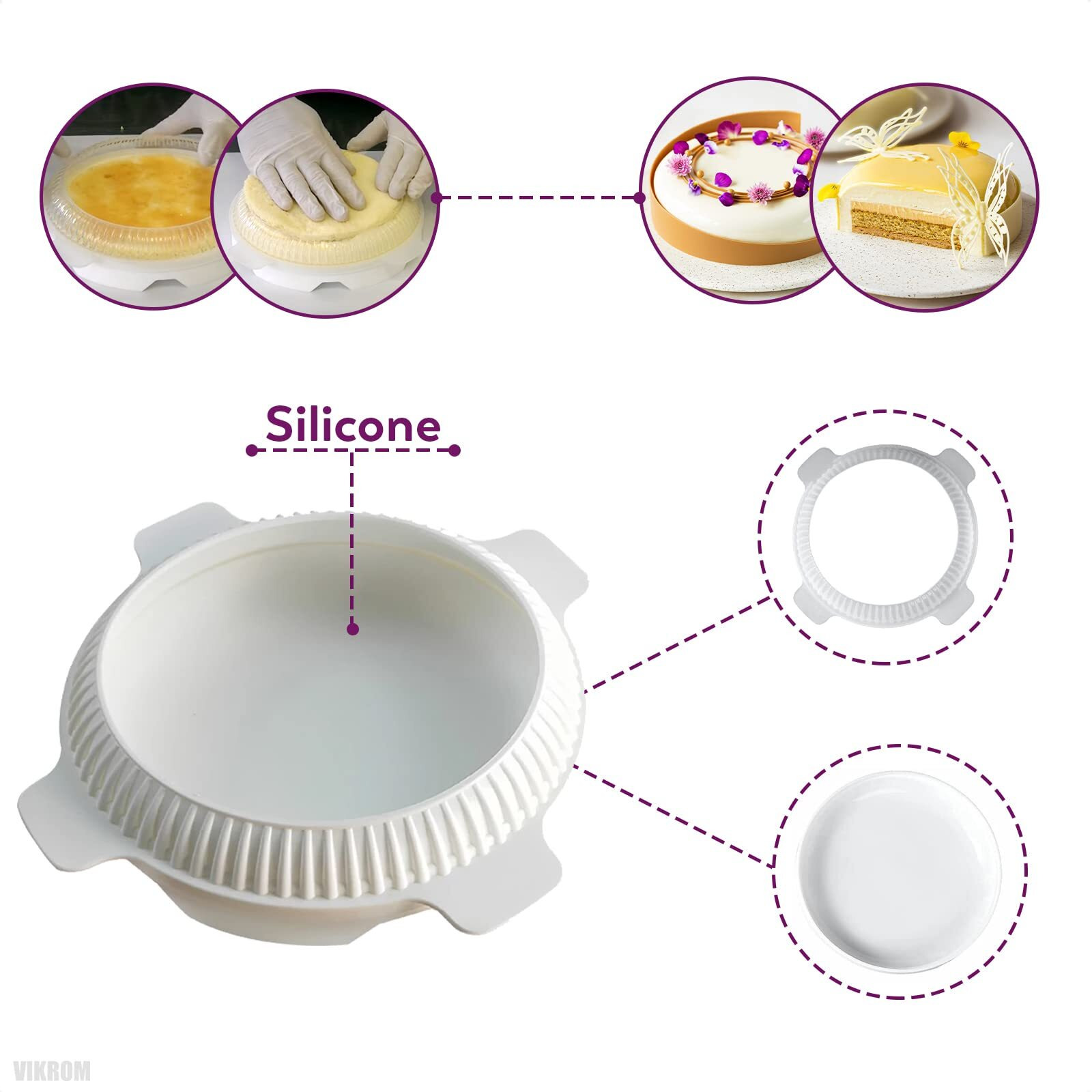 3D Silicone Cake Molds For Baking - Round Silicone Molds For Baking Mousse Cake Molds Silicone Brownie Pan With Lid Cheese Cake Pans For Baking Circle Cake Pan - Round Cake Pans Silicone Baking Pan