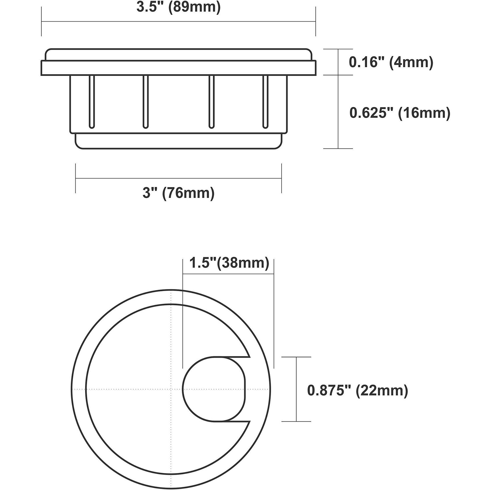 5 Pack Rok Hardware 3"" (76Mm) Black Round Computer Desk Table Port Wire Cable Cord Organizer Hole Cover Grommet  Rokrg3Blk