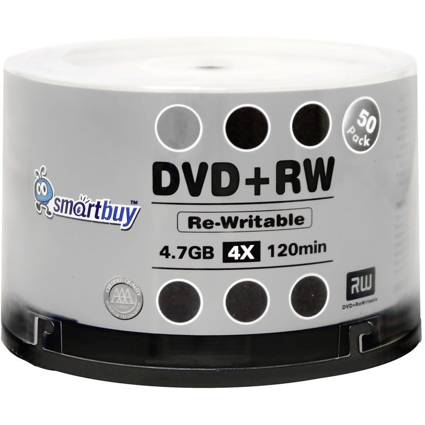 100 Pack Smartbuy Blank Dvd+Rw 4X 4.7Gb 120Min Branded Logo Rewritable Dvd Media Disc
