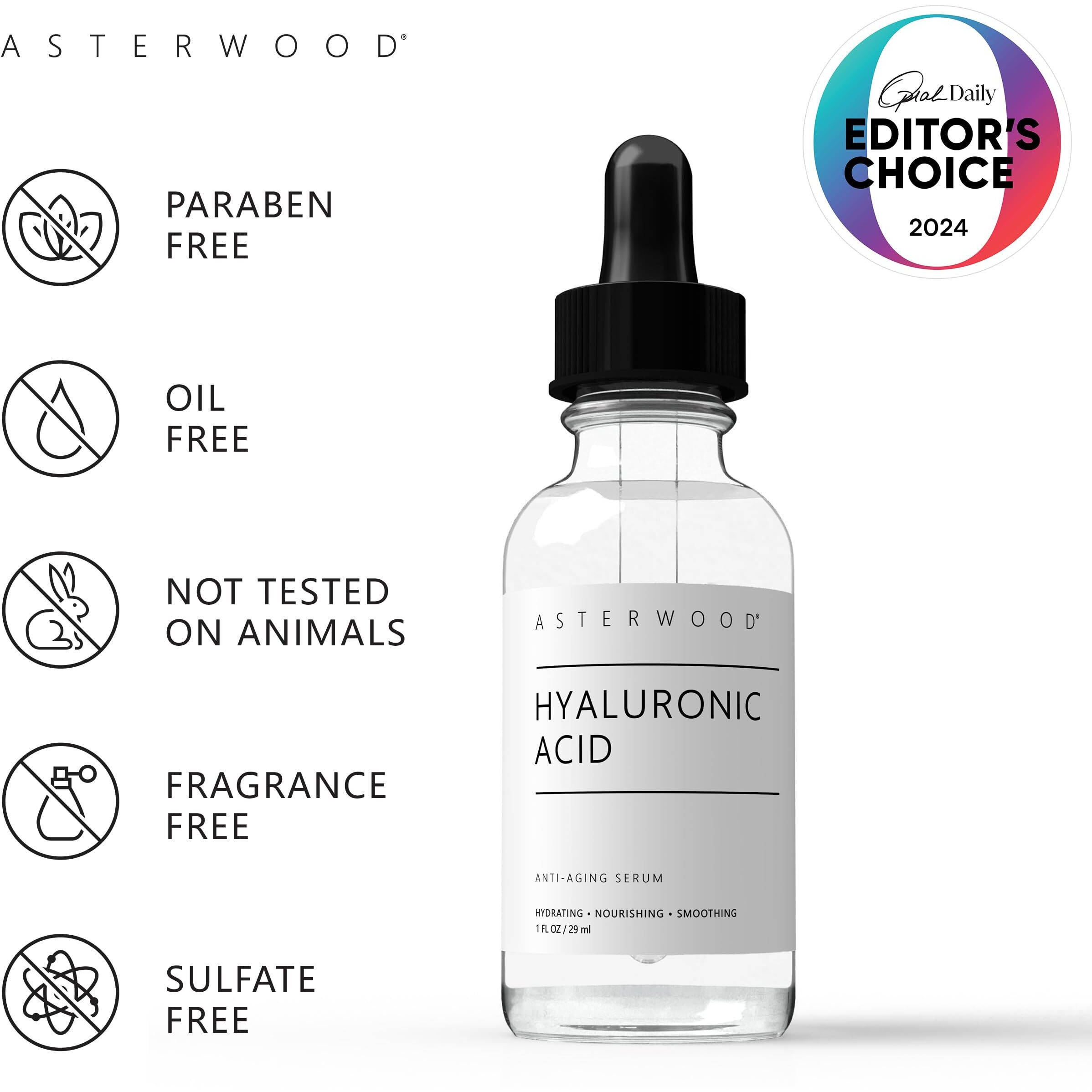 Asterwood Pure Hyaluronic Acid Serum For Face - Plumping  Anti-Aging & Hydrating - Fragrance-Free  Pairs Well With Vitamin C Face Serum & Hylunaric Acid Moisturizer  29Ml/1 Oz