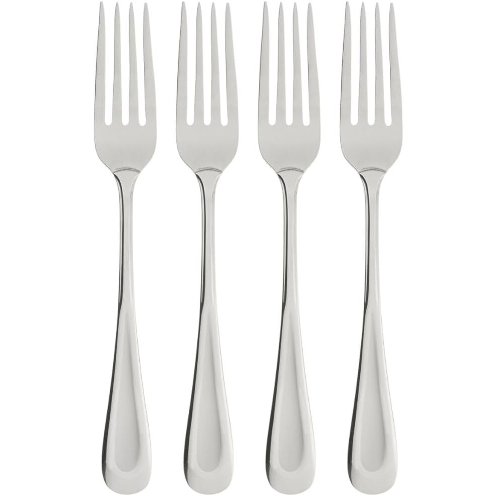 Oneida Satin Sand Dune Everyday Dinner Forks  Set Of 4  18/0 Stainless Steel  Silverware Set  Dishwasher Safe