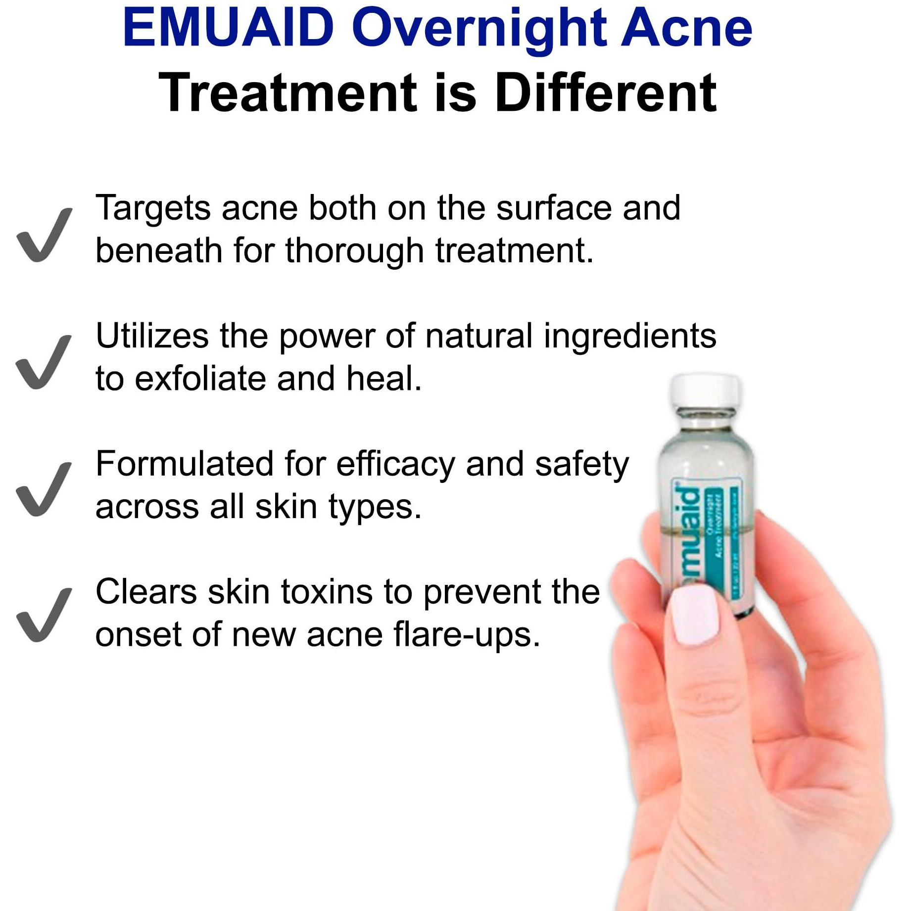 Emuaid Overnight Acne Treatment 1Oz For Stubborn Blemishes  Blackheads  Cystic Acne  And Rosacea