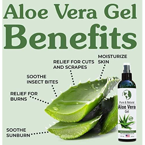 Earth's Daughter Organic Aloe Vera Gel From 100% Pure And Natural Cold Pressed Aloe - Great For Face - Hair - Acne - Sunburn - Bug Bites - Rashes - Eczema - 8 Oz.