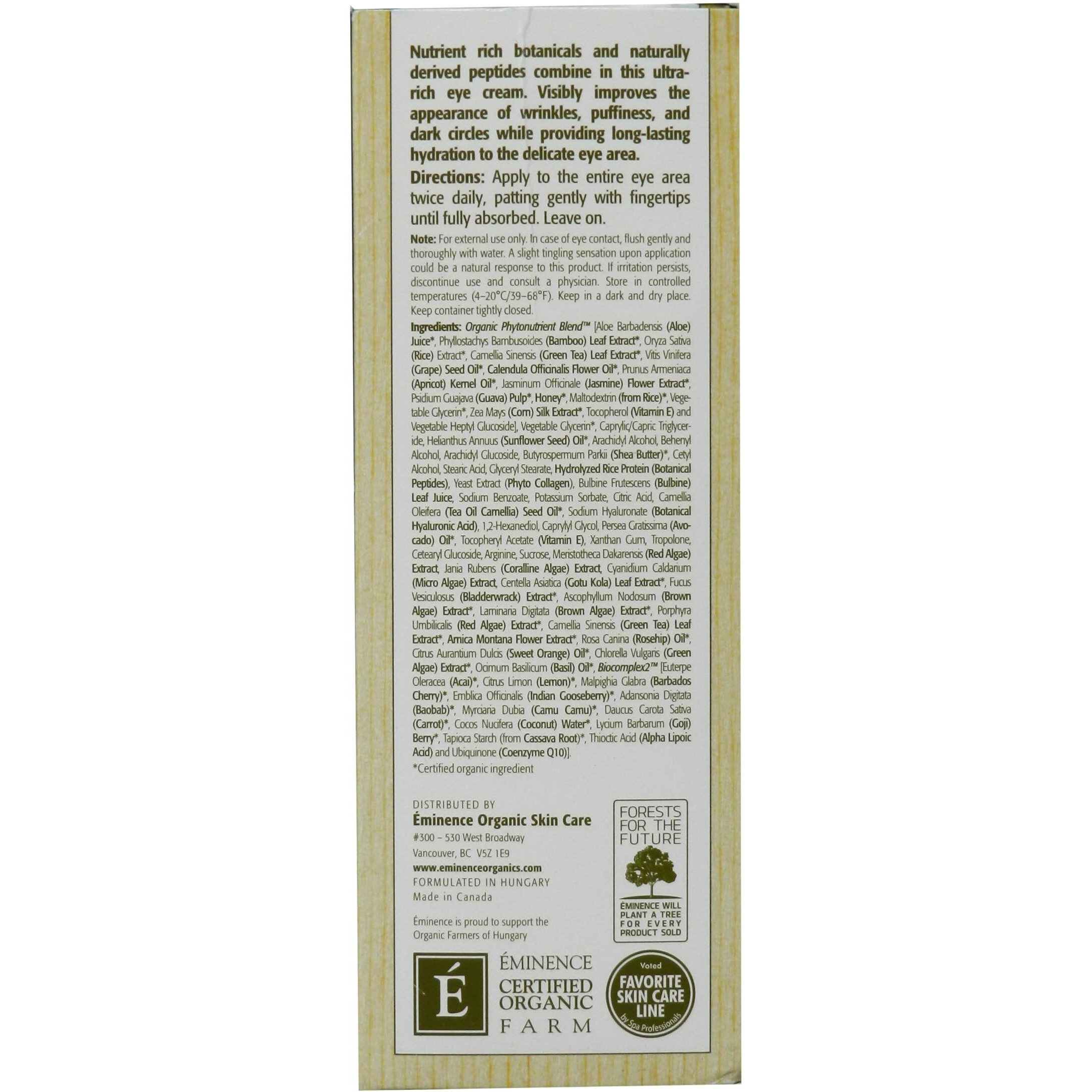 Eminence Organic Skincare Marine Flower Peptide  Eye Cream  1.05 Ounce