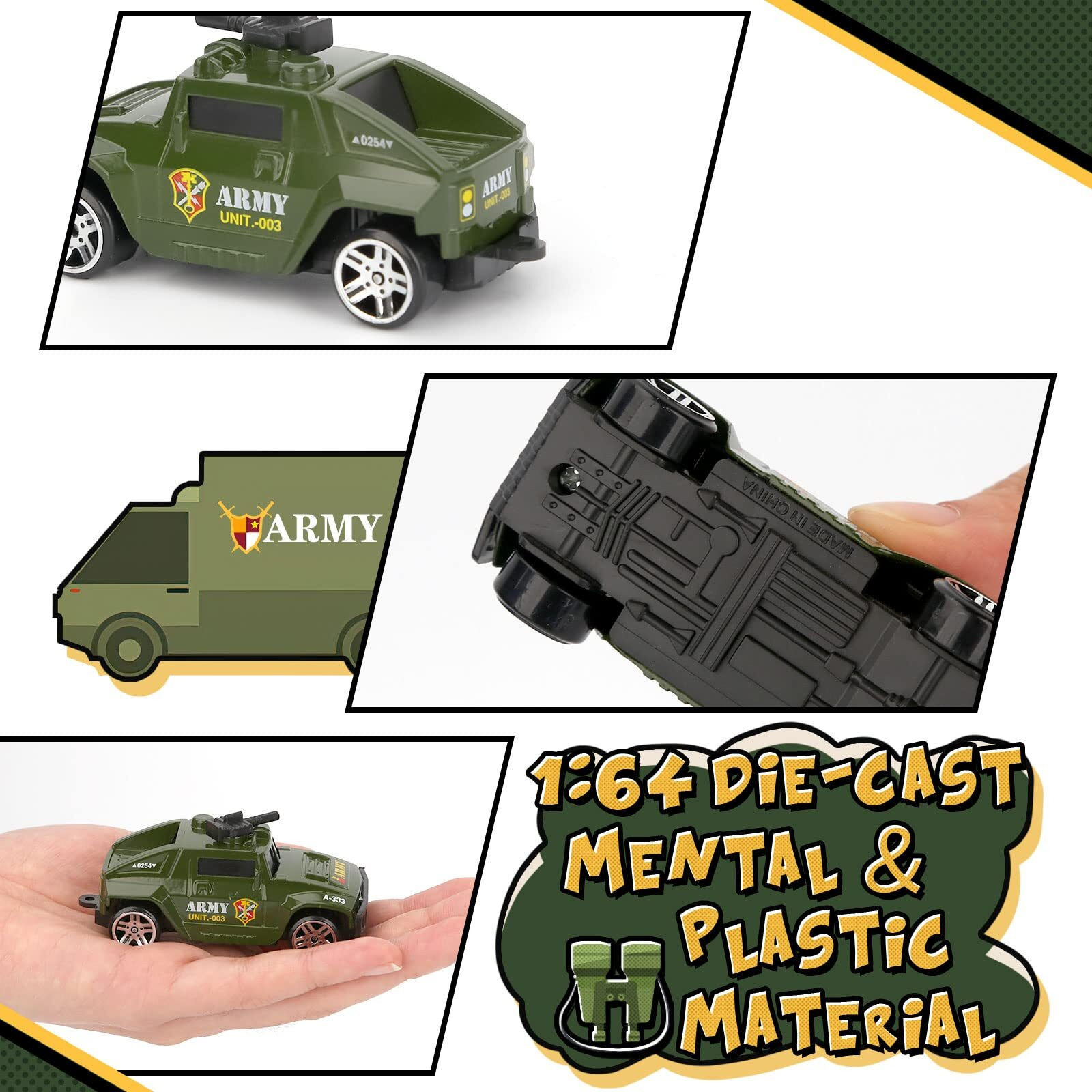 Diecast Military Vehicles Army Toy Mini Pocket Size Play Models Truck Tanks Helicopter For Kids Boys Age 3 4 5 Pack Of 6