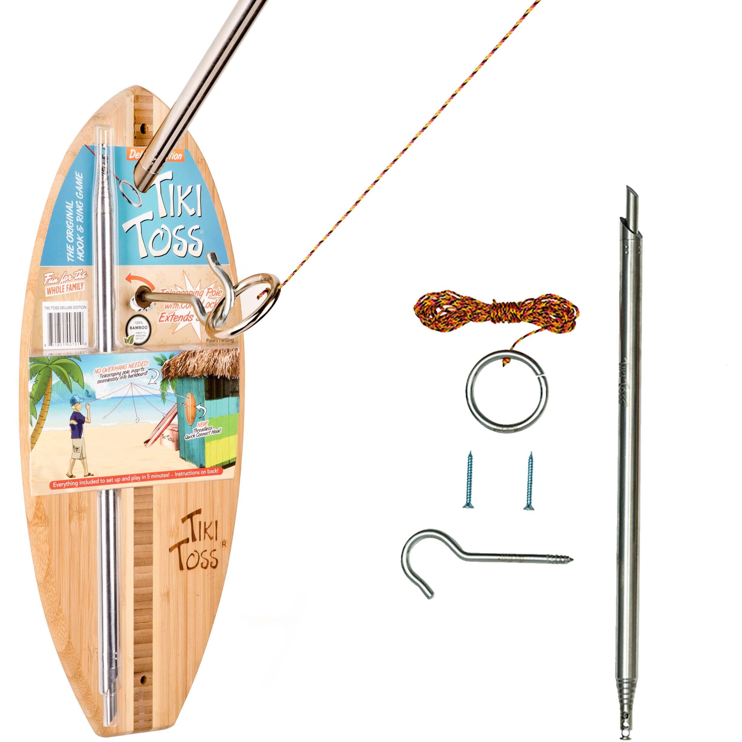 Tiki Toss Deluxe 13"" Ring Game - Indoor/Outdoor With 5Ft Pole - Sports & Outdoors  Easter Basket Stuffers Gifts