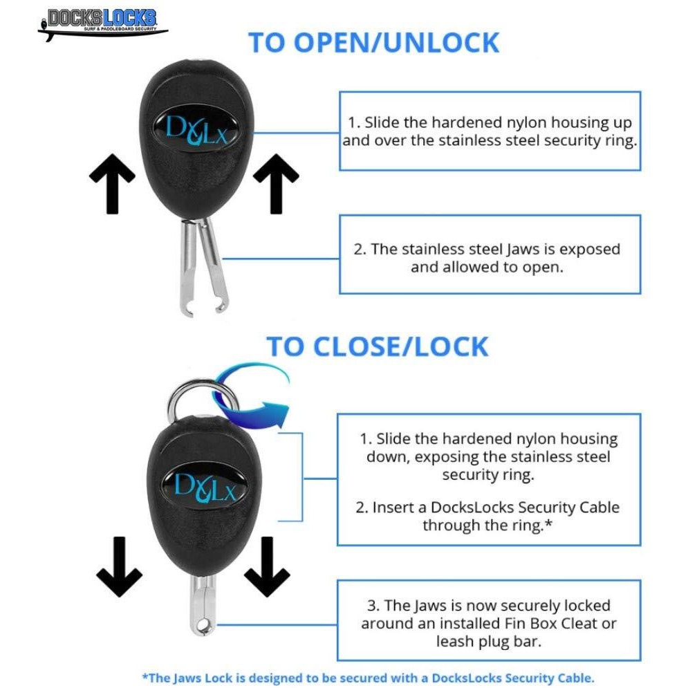 Dockslocks Jaws Sup Paddleboard And Surfboard Anti-Theft Security Lock