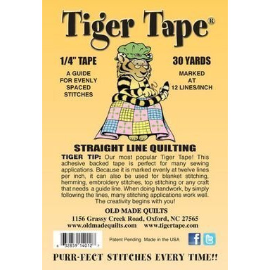 Tiger Tape 1/4-12"" Lined Stitching Tape  30 Yards  White