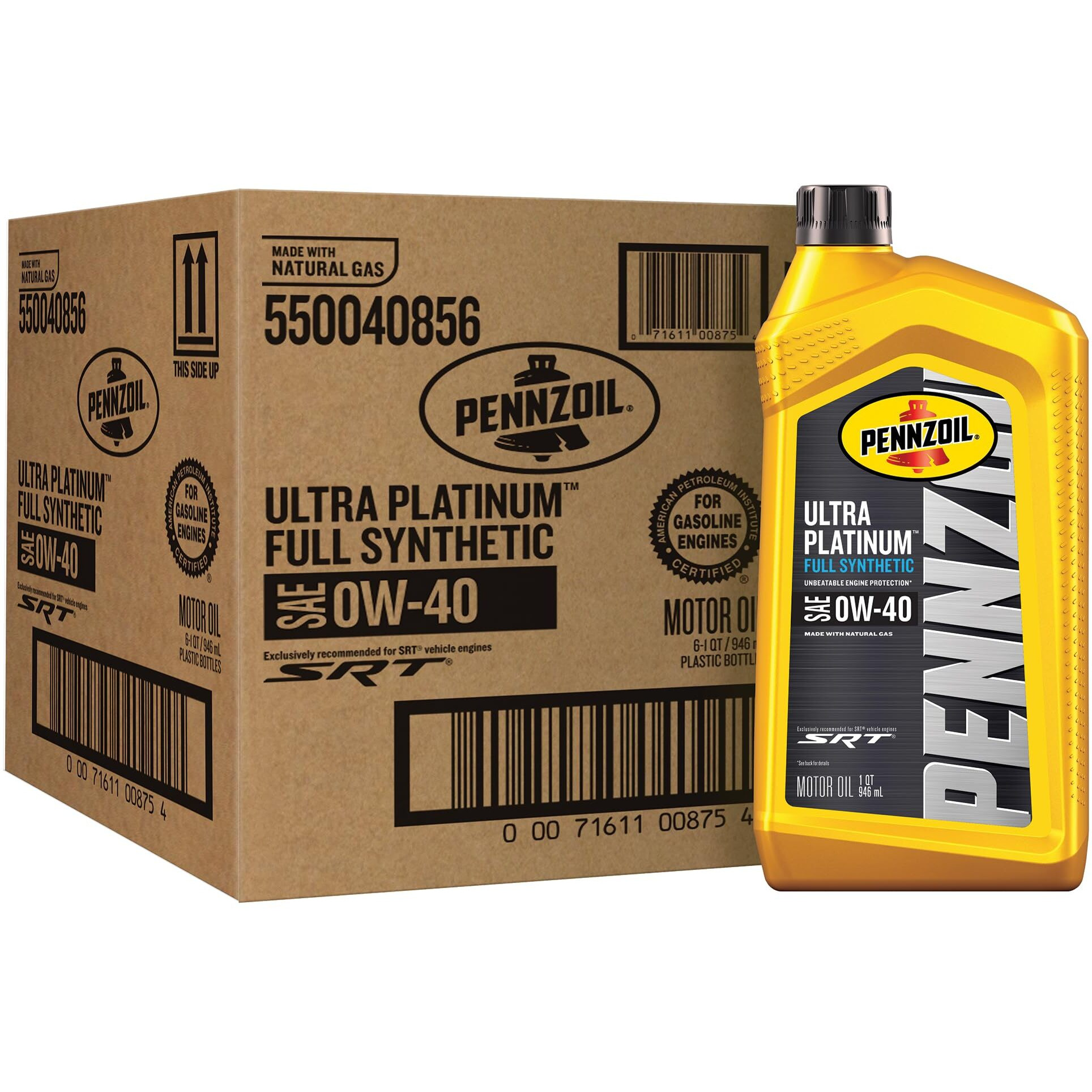 Pennzoil Ultra Platinum Full Synthetic 0W-40 Gasoline Engine Oil  1 Quart (Case Of 6)
