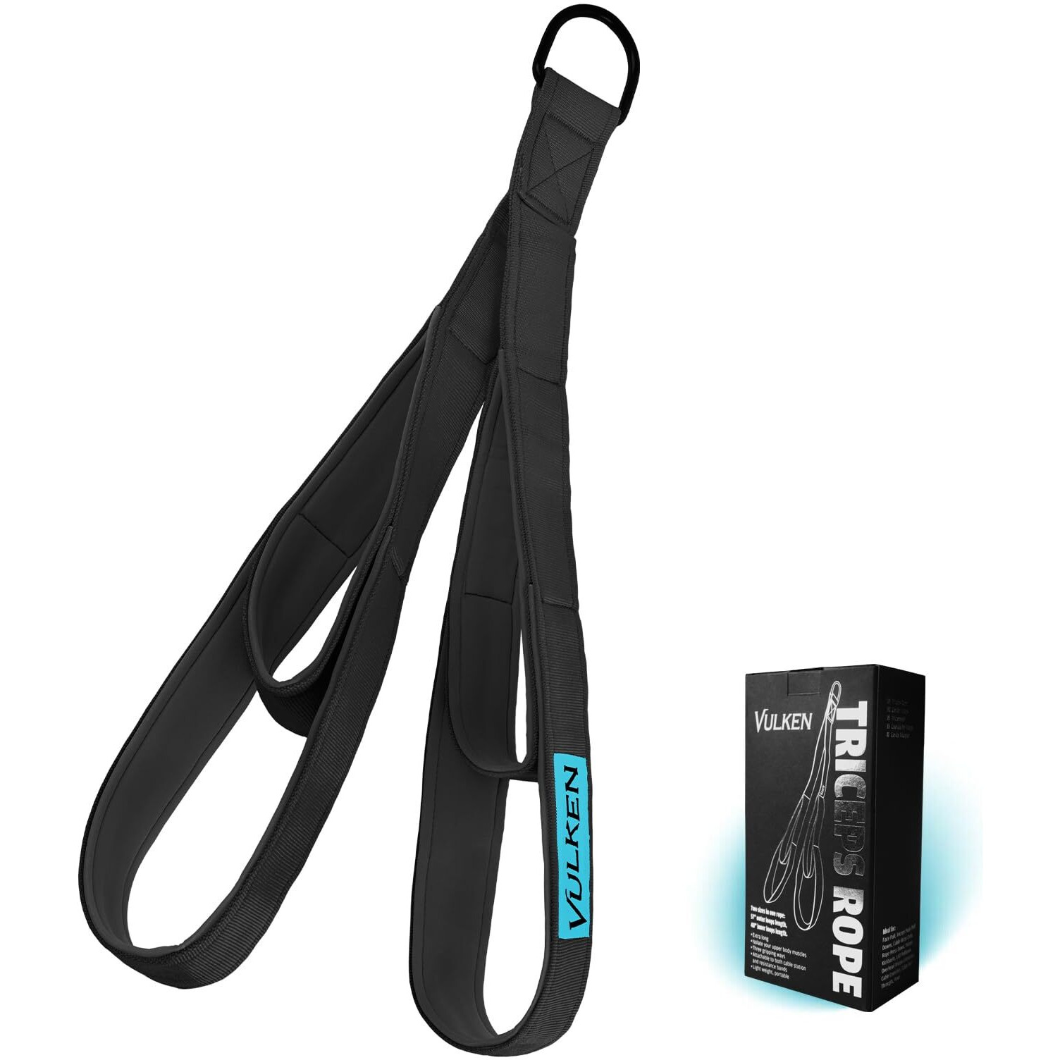 Vulken Tricep Rope Cable Attachment. 24 Inch & 17 Inch Two Lengths Built In One Pull Down Rope. Triceps Extension Straps Gym Equipment. Home Workout Handles For Resistance Bands.