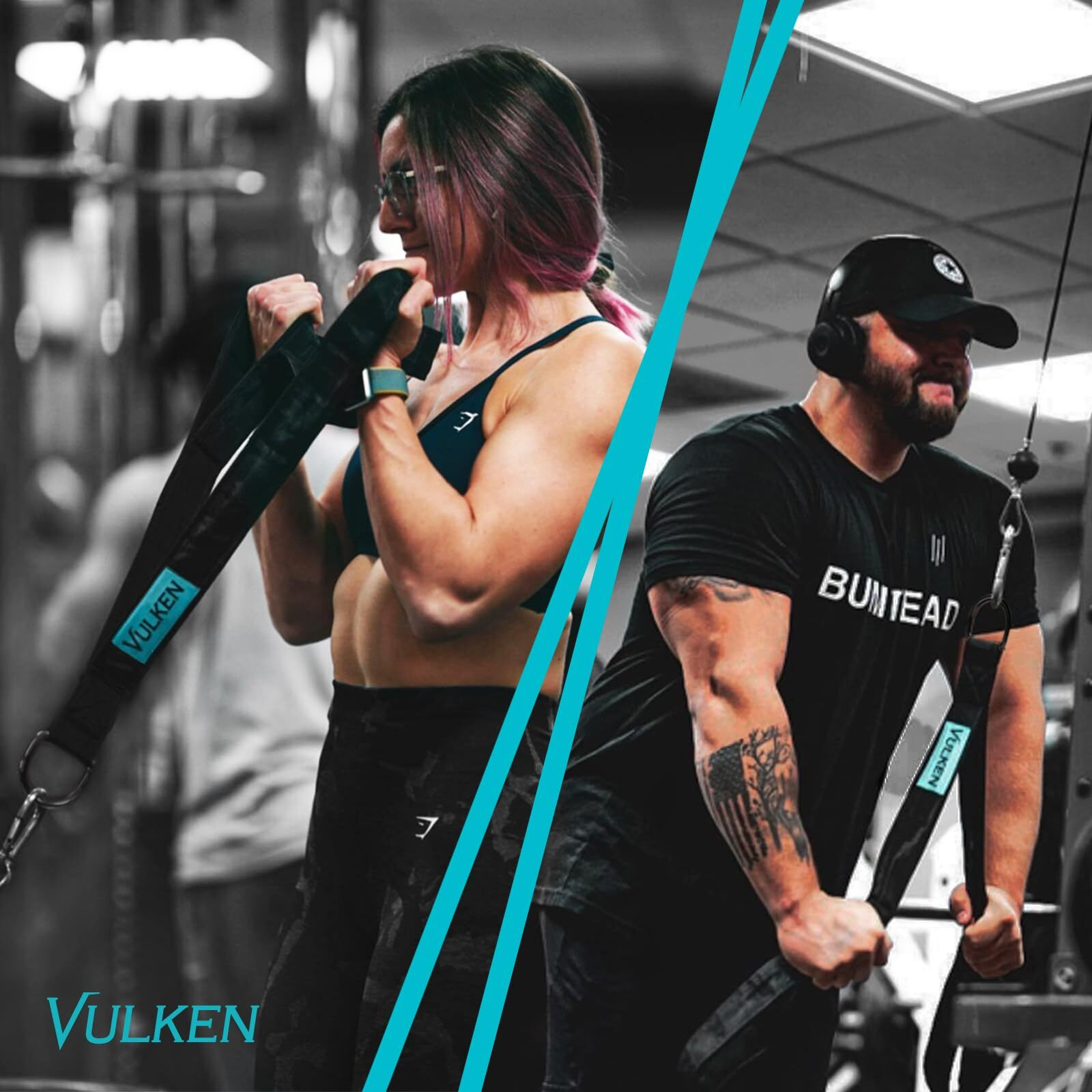 Vulken Tricep Rope Cable Attachment. 24 Inch & 17 Inch Two Lengths Built In One Pull Down Rope. Triceps Extension Straps Gym Equipment. Home Workout Handles For Resistance Bands.