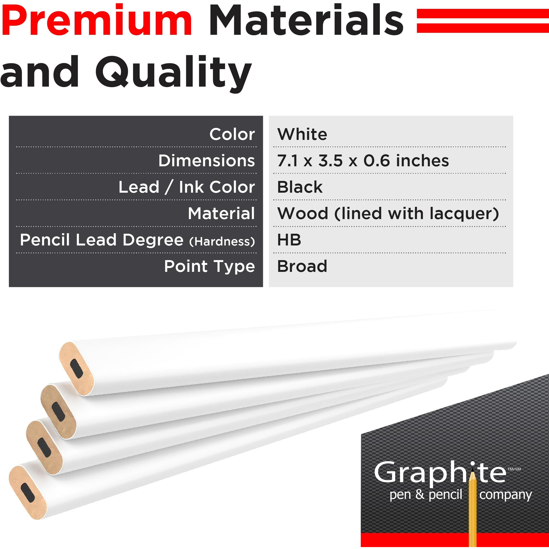 Graphite Hard Lead Carpenter Pencils Bulk - (72) Pieces Lumber Wooden Pencil 2 (Hb) - White
