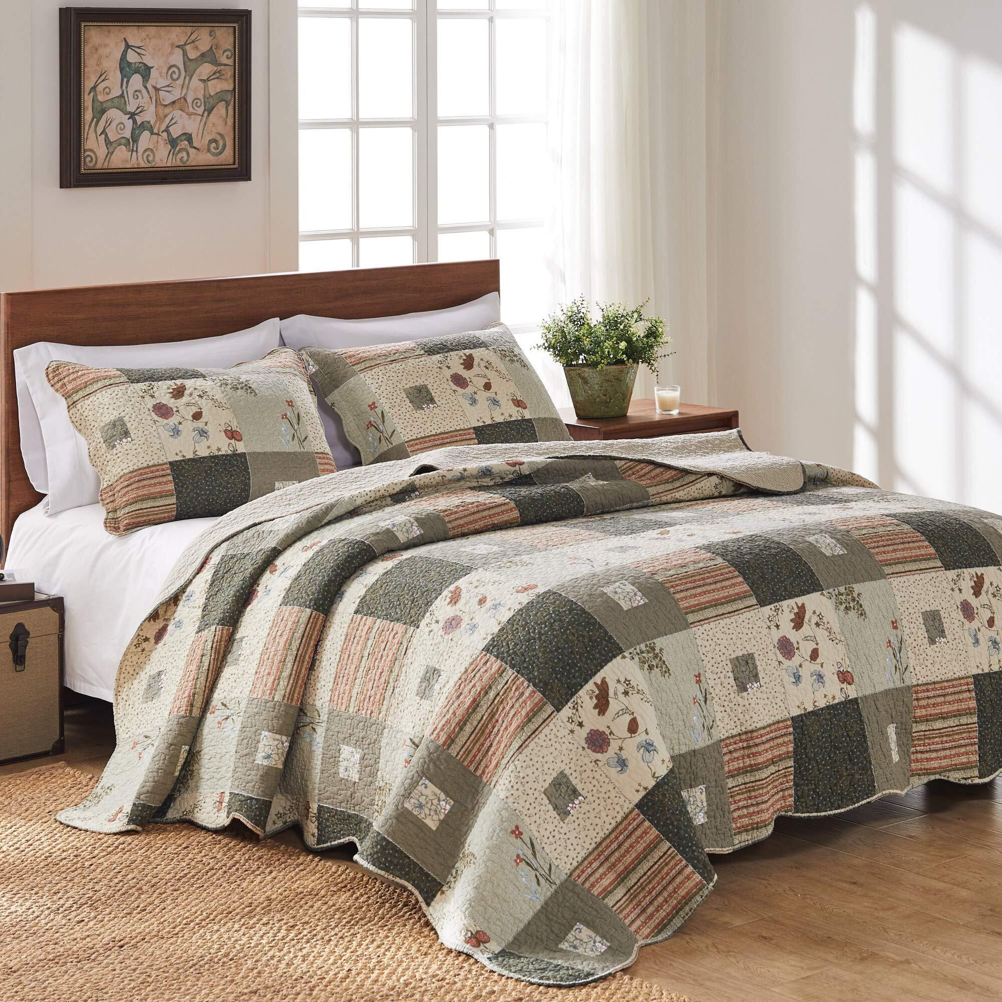 Greenland Home Sedona King 3-Piece Quilt Set Gray