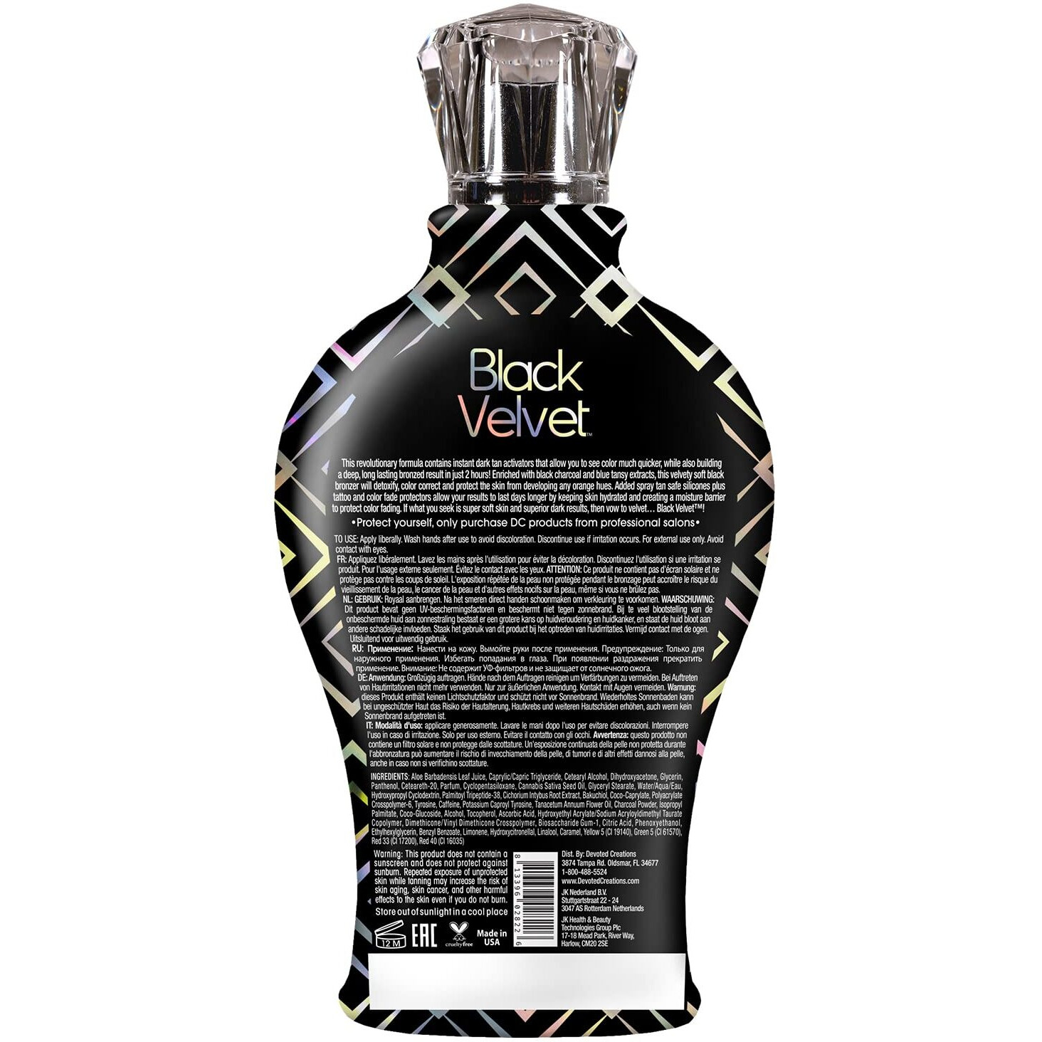 Devoted Creations Black Velvet Anti-Orange Mattifying Black Bronzer Tanning Lotion 12.25 Oz