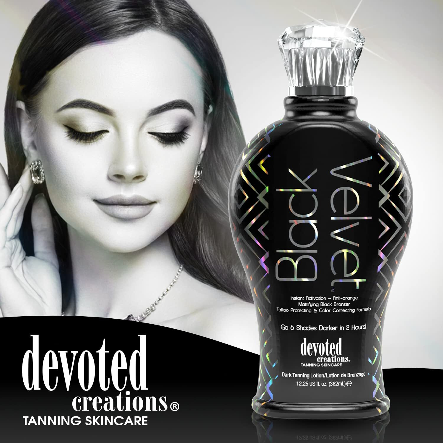 Devoted Creations Black Velvet Anti-Orange Mattifying Black Bronzer Tanning Lotion 12.25 Oz