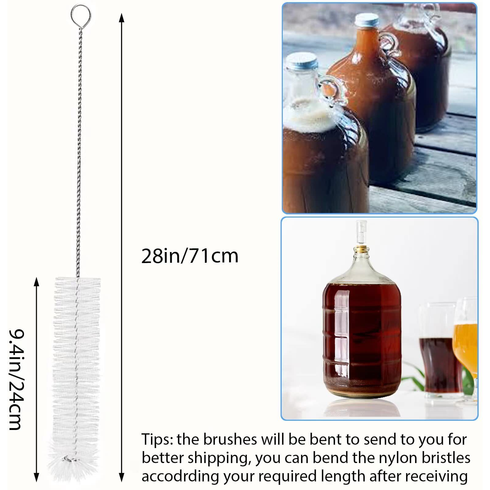 2 Pack 28Inch Carboy Brush Carboy Cleaning Brush Carboy Bottle Brush Carboy Brushes For Cleaning Nylon 5 Gallon Carboy Brush For 3 5 6 6.5 Gallon Glass Carboys Corny Kegs Wine Making Home Brewing