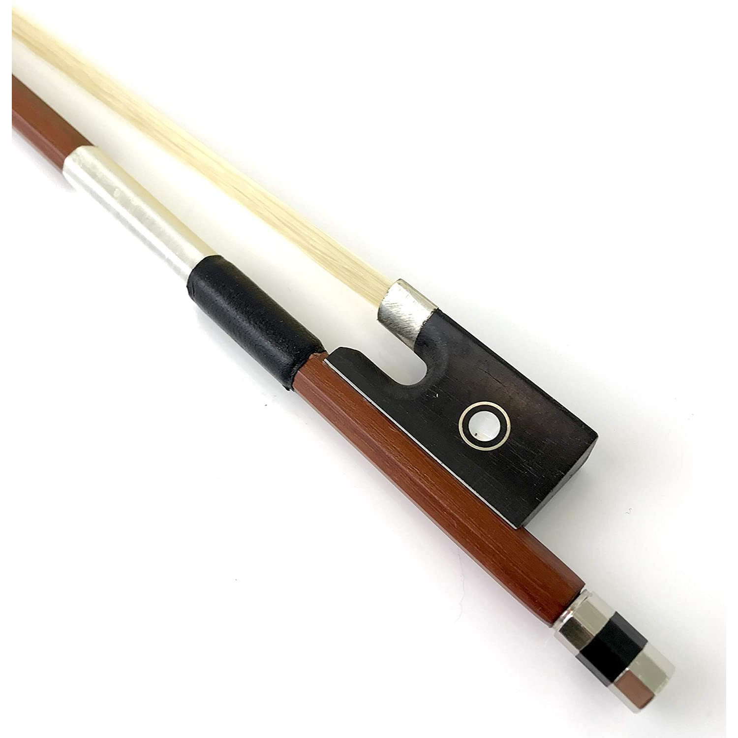 Amzz Professional 4/4 Brazilwood Ebony Frog Violin Arbor White Horsehair Violin Bow (4/4 Brazilwood)