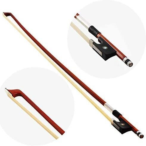 Amzz Professional 4/4 Brazilwood Ebony Frog Violin Arbor White Horsehair Violin Bow (4/4 Brazilwood)