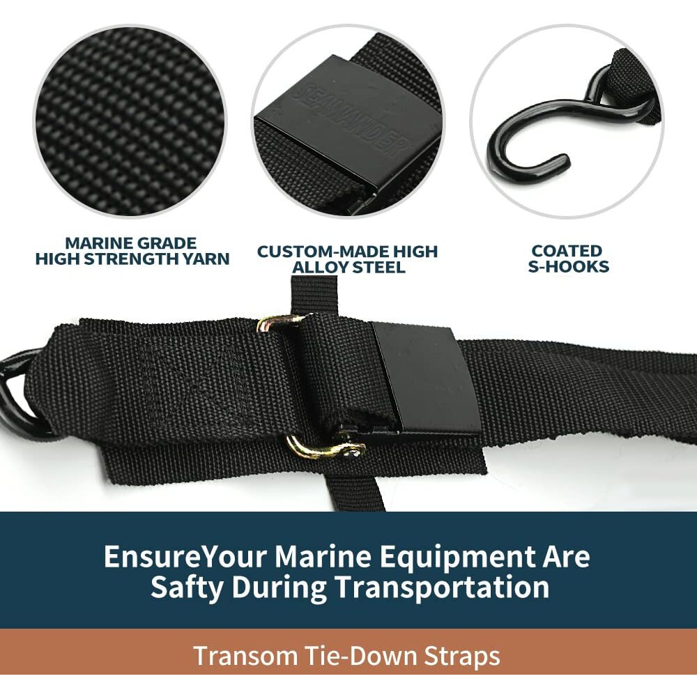 Seamander [Boat] Tie Down Transom [Strap] S - Marine Grade Heavy Duty 2"" X 4Ft Adjustable For Trailing - [Boat] [Trailer] Accessories For [Boat] Ing Safety