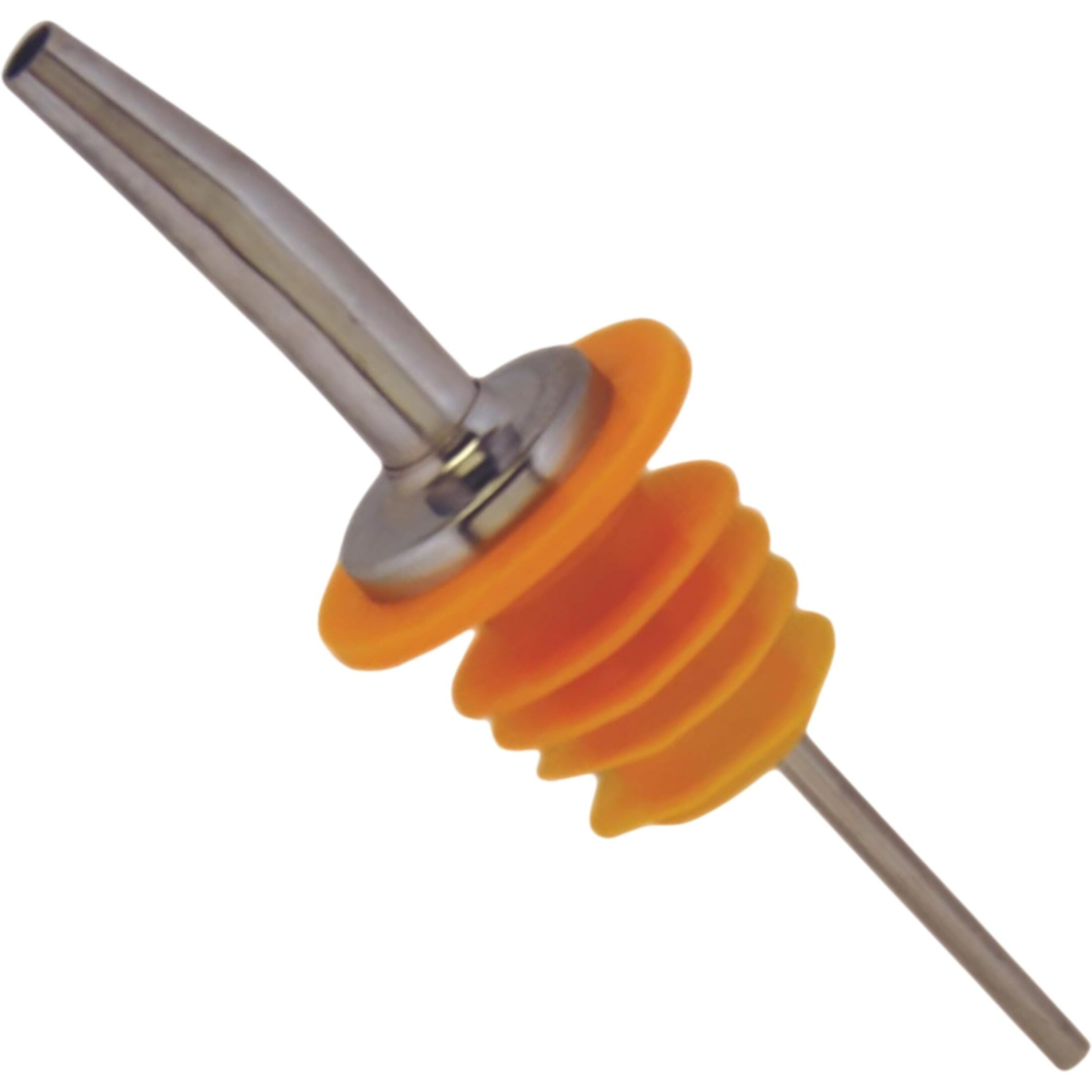 Spill-Stop 285-60 Tapered Pourer Dispenser  Metal Spouts For Liquor Bottle Pourer With Poly-Cork  Orange  12 Units