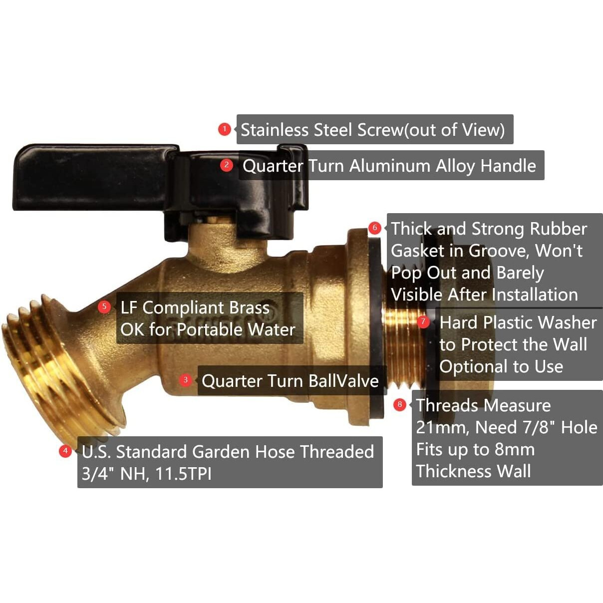 Rainpal Rbs005 Brass Water Container/Rain Barrel Quarter Turn Spigot(Lf Compliant  For Open Top Barrels)