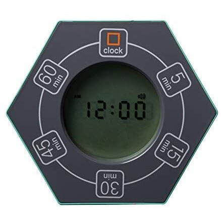 Home & Office Timer With Clock  5 15  30  45  60 Minute Preset Countdown Timer  Easy-To-Use Time Management Tool (Cyan)