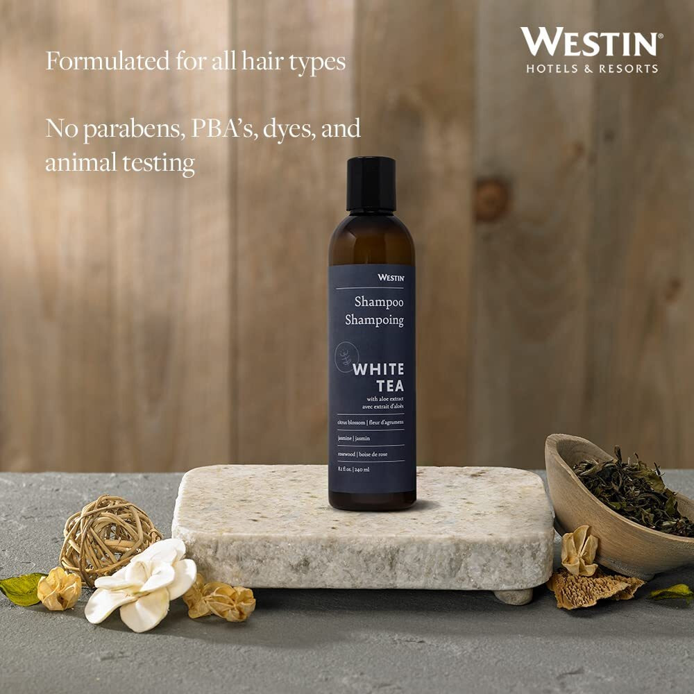 Westin White Tea Aloe Vitamin And Antioxidant-Packed Shampoo For All Hair Types - Signature Scent - Amenity Set Of 2-8 Ounce Bottles