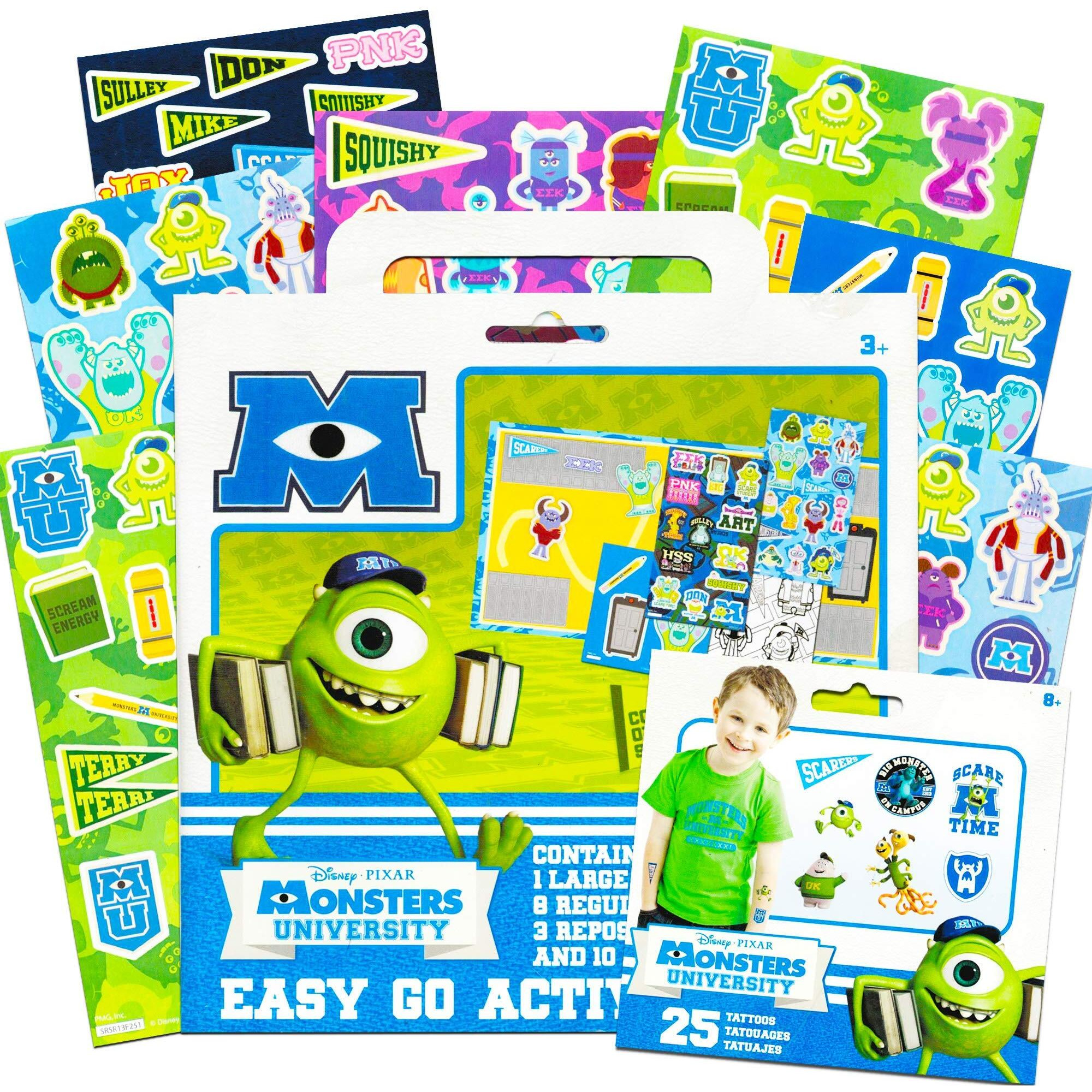 Monsters Inc Stickers Party Favors Activity Set - 150 Monsters Inc Stickers And 50 Temporary Tattoos (Monsters Inc Party Supplies).