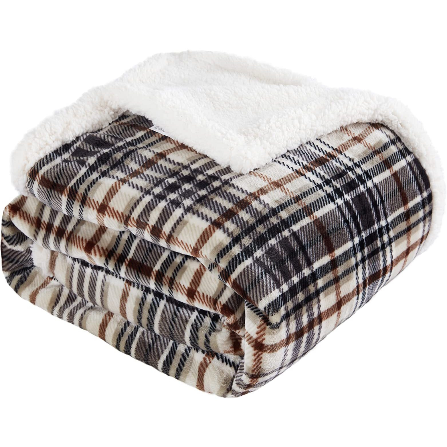 Touchat Sherpa Plaid Throw Blanket  Fuzzy Fluffy Cozy Soft Blanket  Fleece Flannel Plush Twin Size Microfiber Blanket For Couch Bed Sofa (60"" X 70""  Plaid Brown)