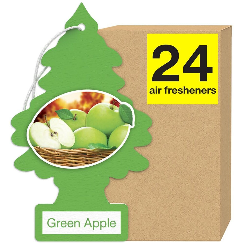 Little Trees Air Fresheners Car Air Freshener. Hanging Tree Provides Long Lasting Scent For Auto Or Home. Green Apple  24 Air Fresheners