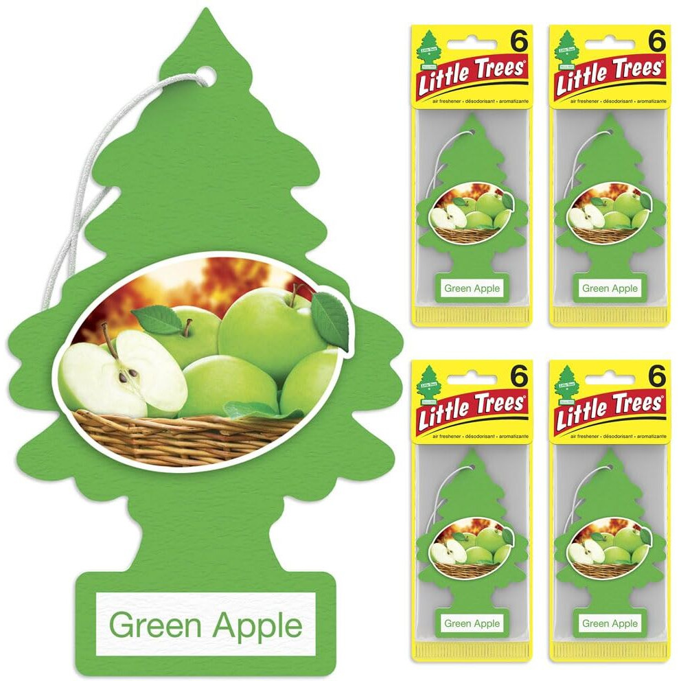 Little Trees Air Fresheners Car Air Freshener. Hanging Tree Provides Long Lasting Scent For Auto Or Home. Green Apple  24 Air Fresheners