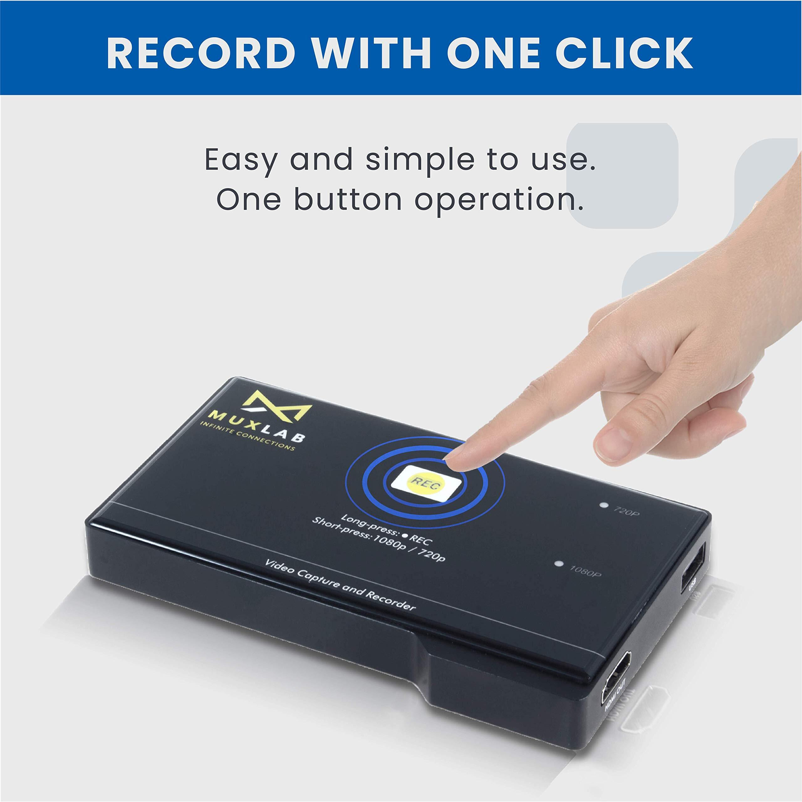 Muxlab Video Capture Recorder Device | Hdmi To Usb Recorder | Capture Video 1080P 60Fps | Save 1080P 30Fps | For Pc  Game Consoles  Tv Set Top Boxes | No Driver Required | Portable Game Recorder