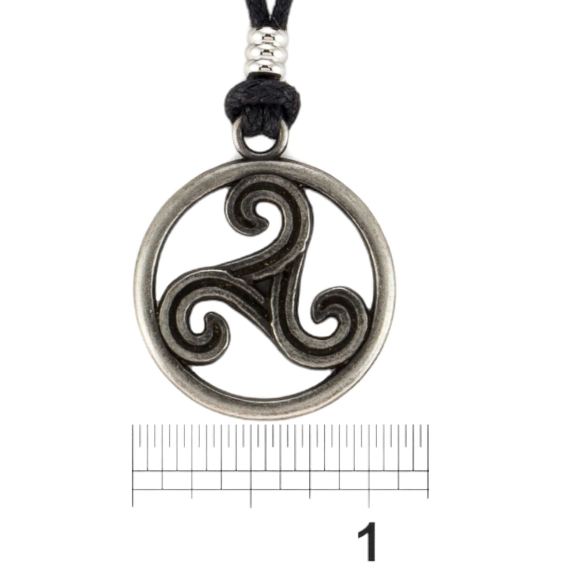Bluerica Triskelion Celtic Symbol (Trinity  Eternity) On Adjustable Black Cord Necklace