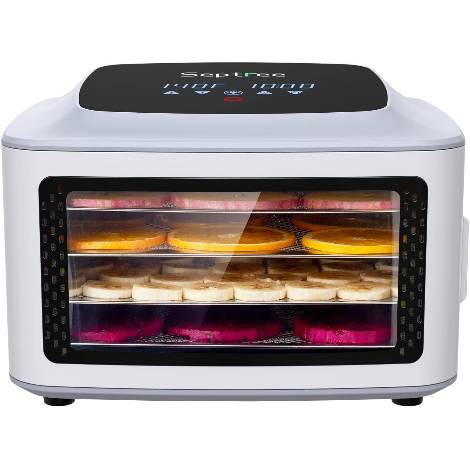 Septree Compact Food Dehydrator  4 Stainless Steel Trays Fresh Dryer Machine For Jerky Herbs Fruit Veggies Snacks  With Digital Timer | 190F Temperature Control  Great Size For Small Family