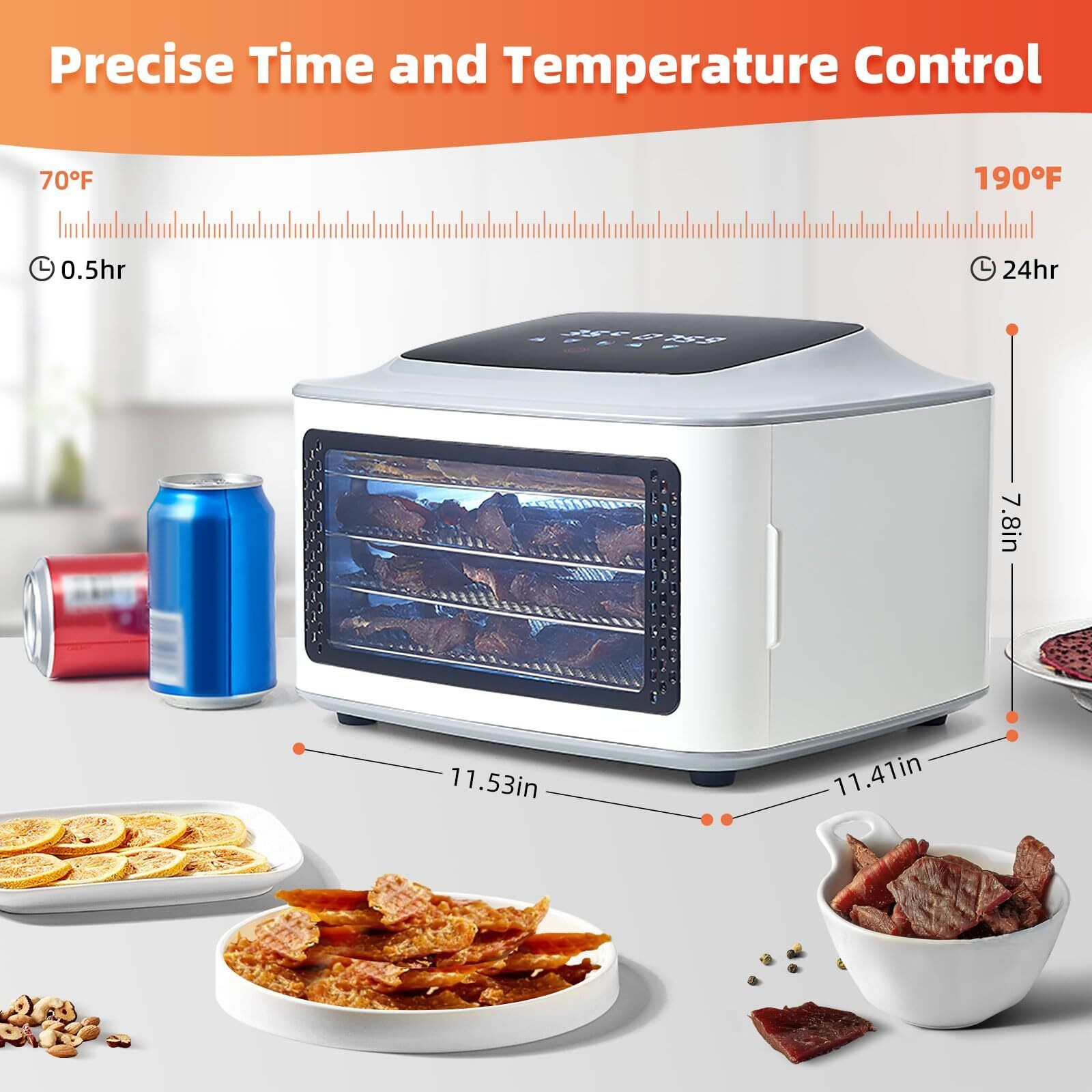 Septree Compact Food Dehydrator  4 Stainless Steel Trays Fresh Dryer Machine For Jerky Herbs Fruit Veggies Snacks  With Digital Timer | 190F Temperature Control  Great Size For Small Family