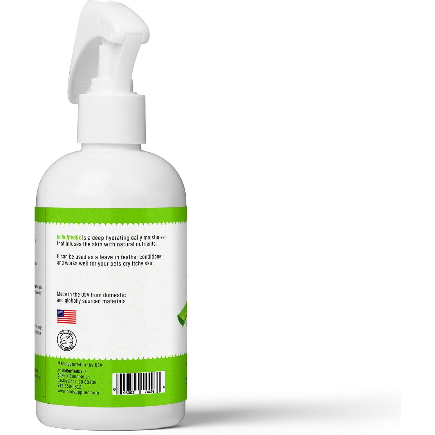 Unruffledrx Aloe Vera Bird Bath Spray For Daily Care & Skin Health 8 Fl Oz - Soothe  Soften  And Protect Your Bird