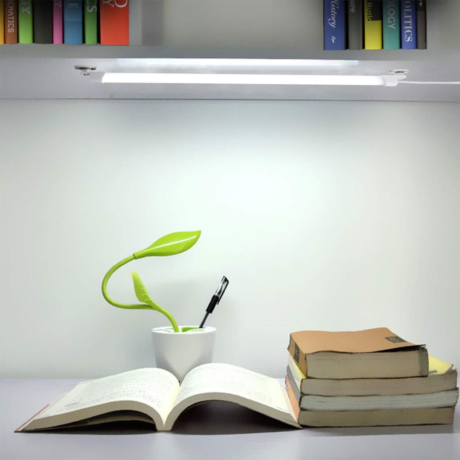 Stbtech 110V Led Under Cabinet Lighting 17Inch Led Strip Light Bar With 6Ft Power Cord Magnetic Installation Super Slim Counter Light Reading Desk Lamp For Kitchen/Work Table.(White 6000K)