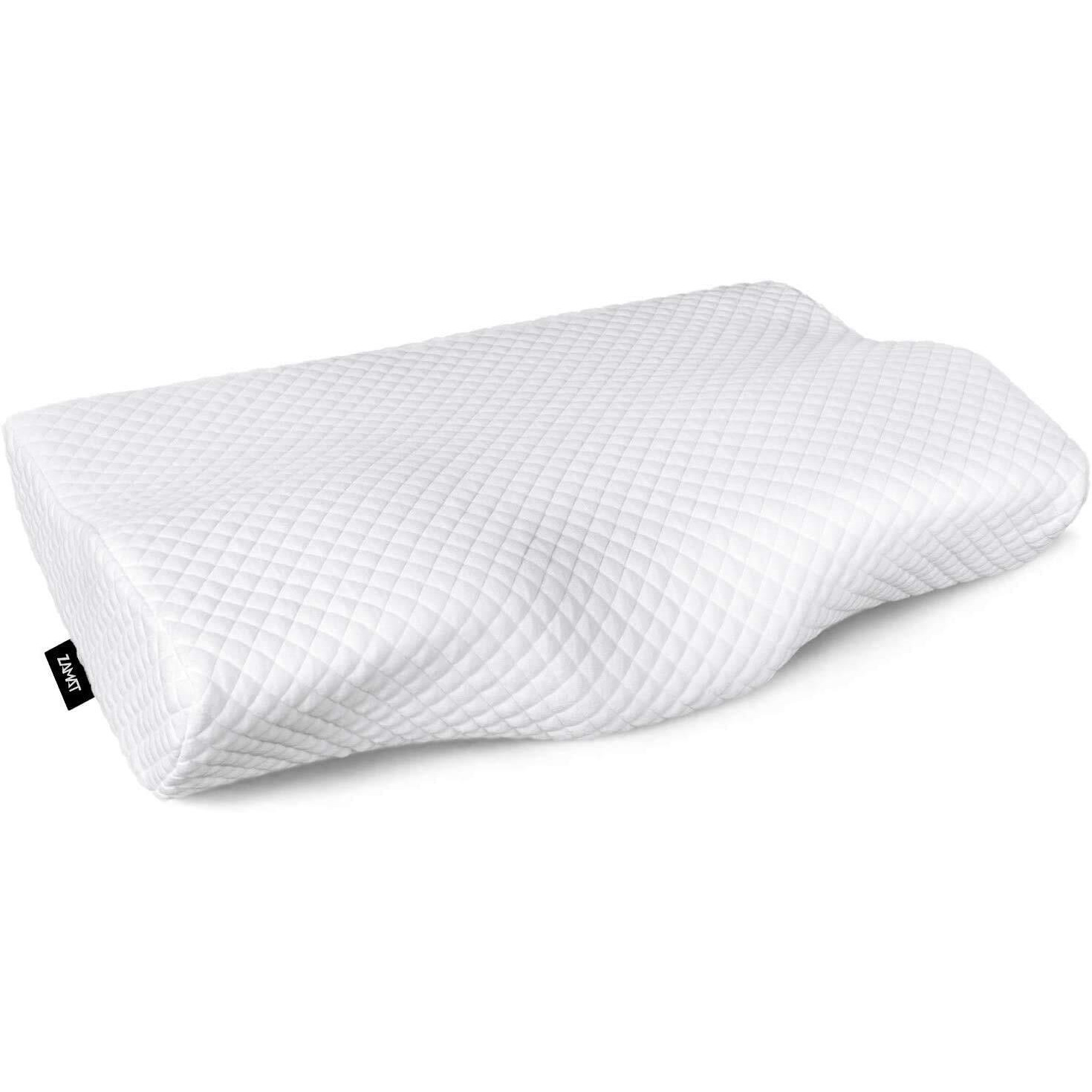Zamat Memory Foam Pillow For Neck Pain Relief  Adjustable Orthopedic Ergonomic Cervical Pillow For Sleeping With Washable Cover  Bed Pillows For Side  Back  Stomach Sleepers