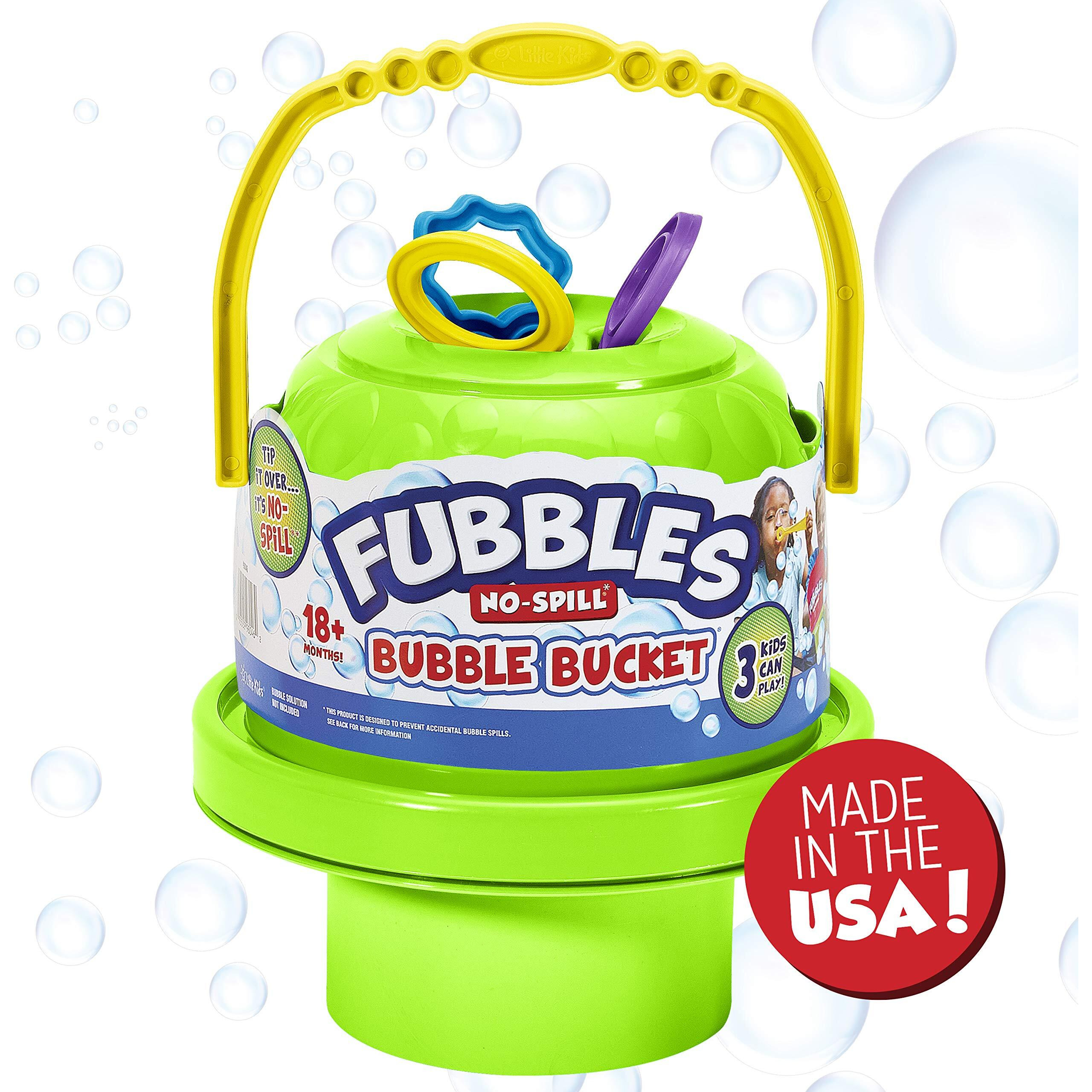 Little Kids Fubbles No-Spill Big Bubble Bucket In Green For Multi-Child Play  Made In The Usa