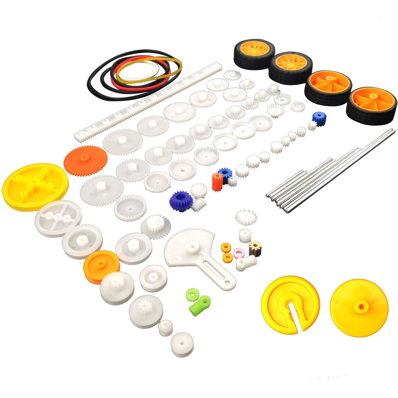 Eudax 82 Pcs Plastic Gear Package Kit Diy Gear Assortment Accessories Set For Toy Motor Car Robot Various Gear Axle Belt Bushings
