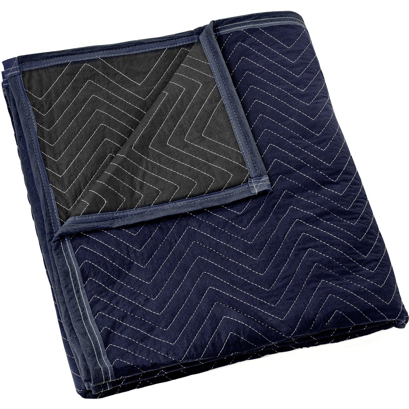 Sure-Max Moving & Packing Blanket - Pro Economy - 80"" X 72"" (35 Lb/Dz Weight) - Professional Quilted Shipping Furniture Pad Navy Blue And Black - 1 Blanket