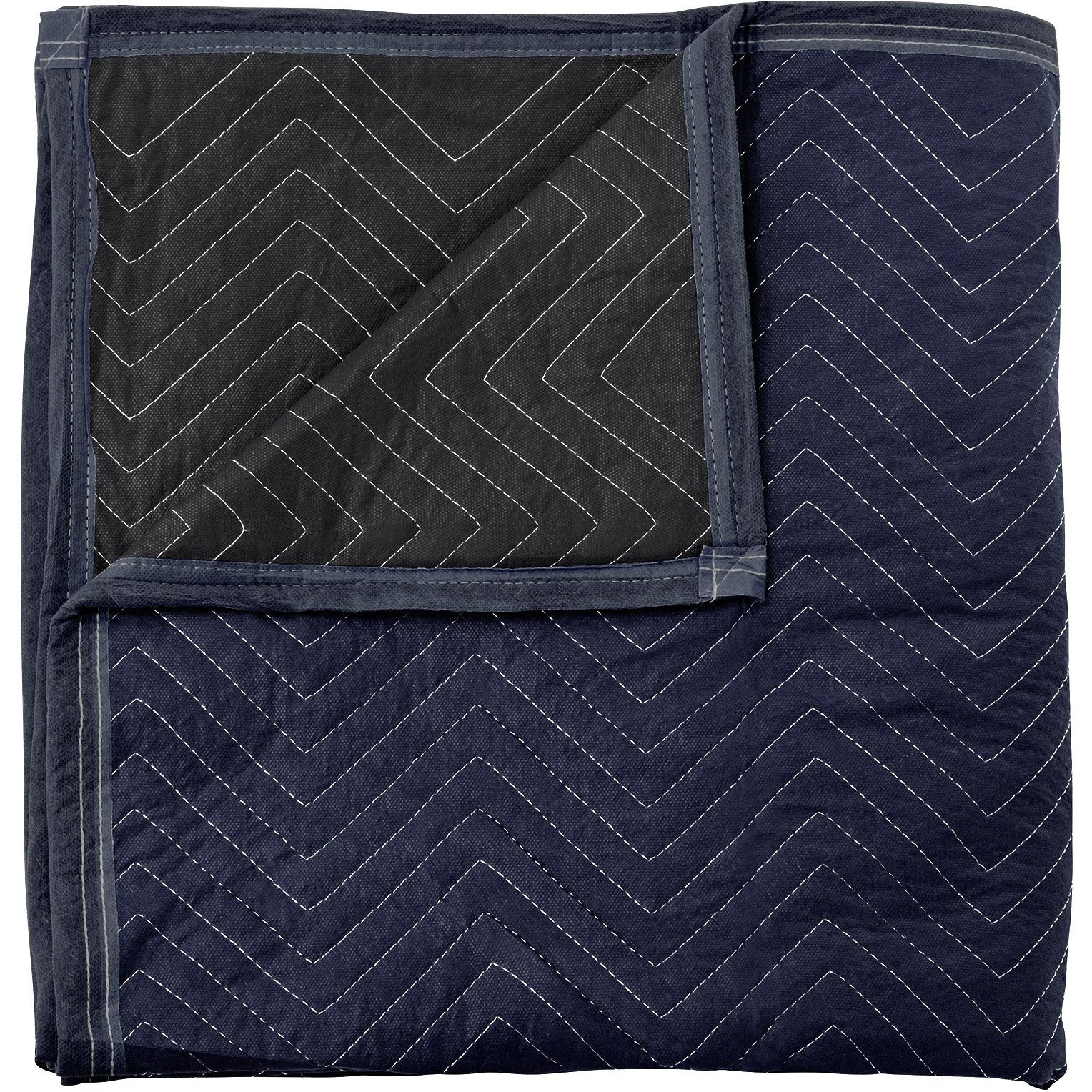 Sure-Max Moving & Packing Blanket - Pro Economy - 80"" X 72"" (35 Lb/Dz Weight) - Professional Quilted Shipping Furniture Pad Navy Blue And Black - 1 Blanket