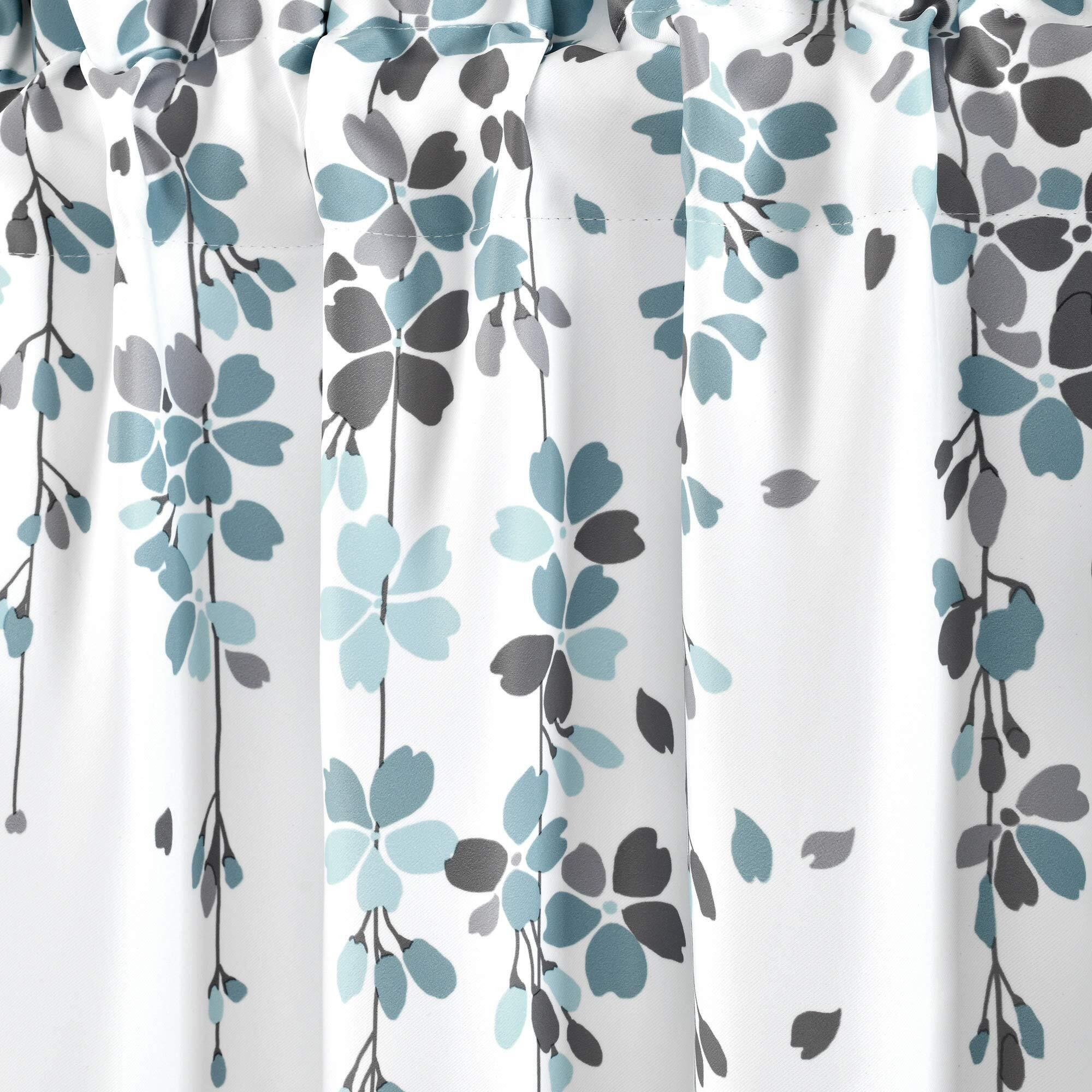 Lush Decor Valance Weeping Flower Light Filtering Window Curtain  Blue & Gray