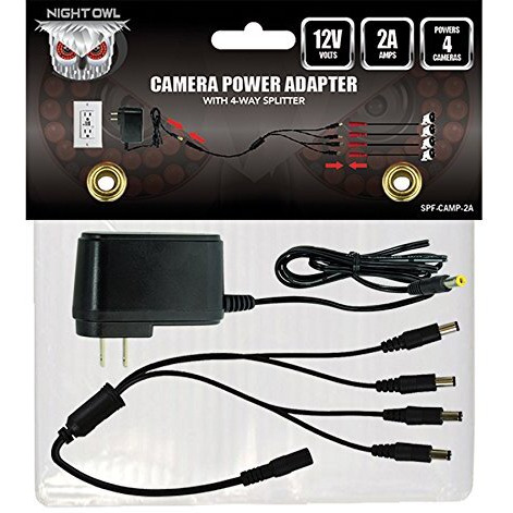 Night Owl Security Spf-Camp-2A Camera Adapter With 4-Way Power Splitter  Black