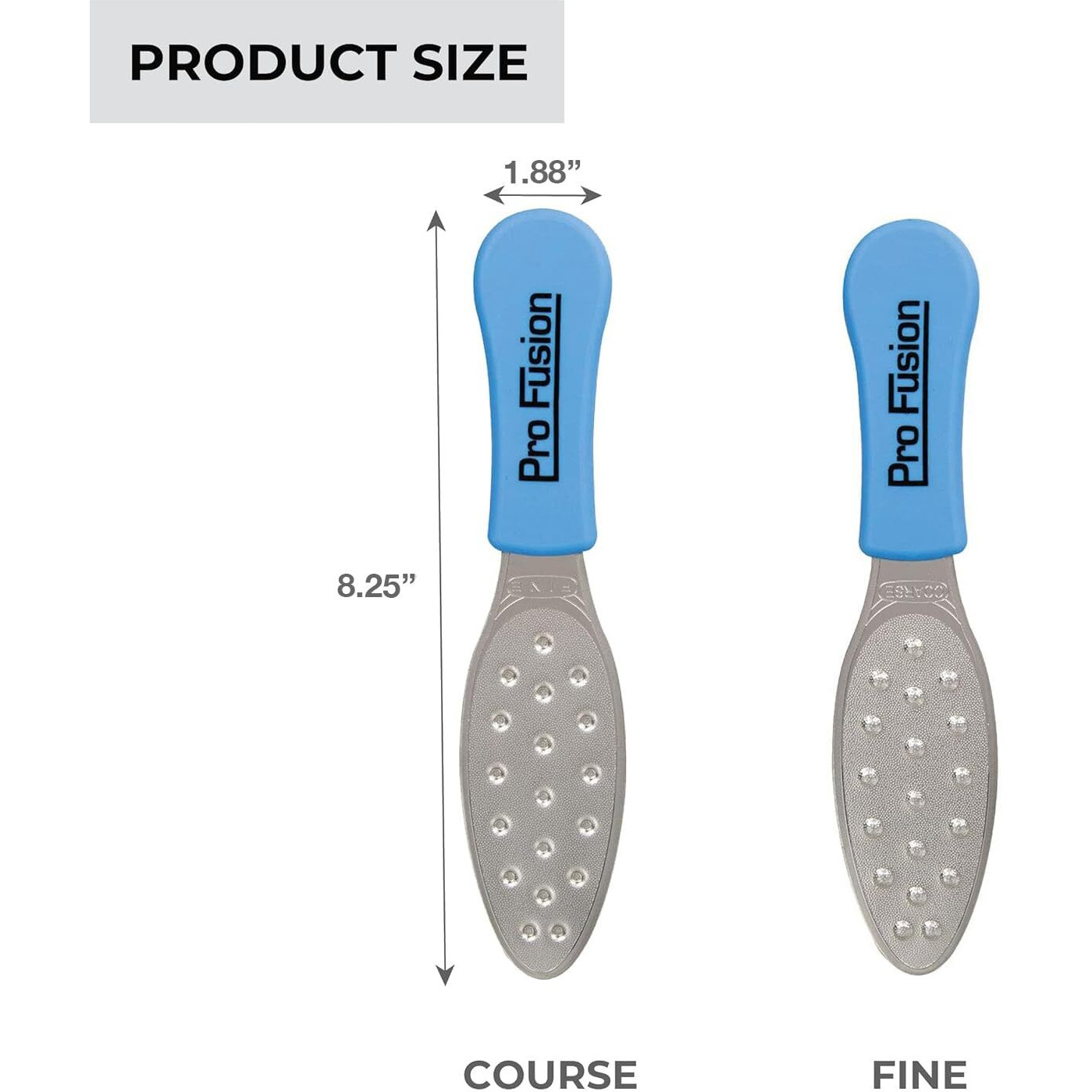 Forpro Pro Fusion Stainless Steel Pedi File - Coarse  Double-Sided Professional Quality - Blue Handle Pedicure File For Heels And Feet - 8.25  L