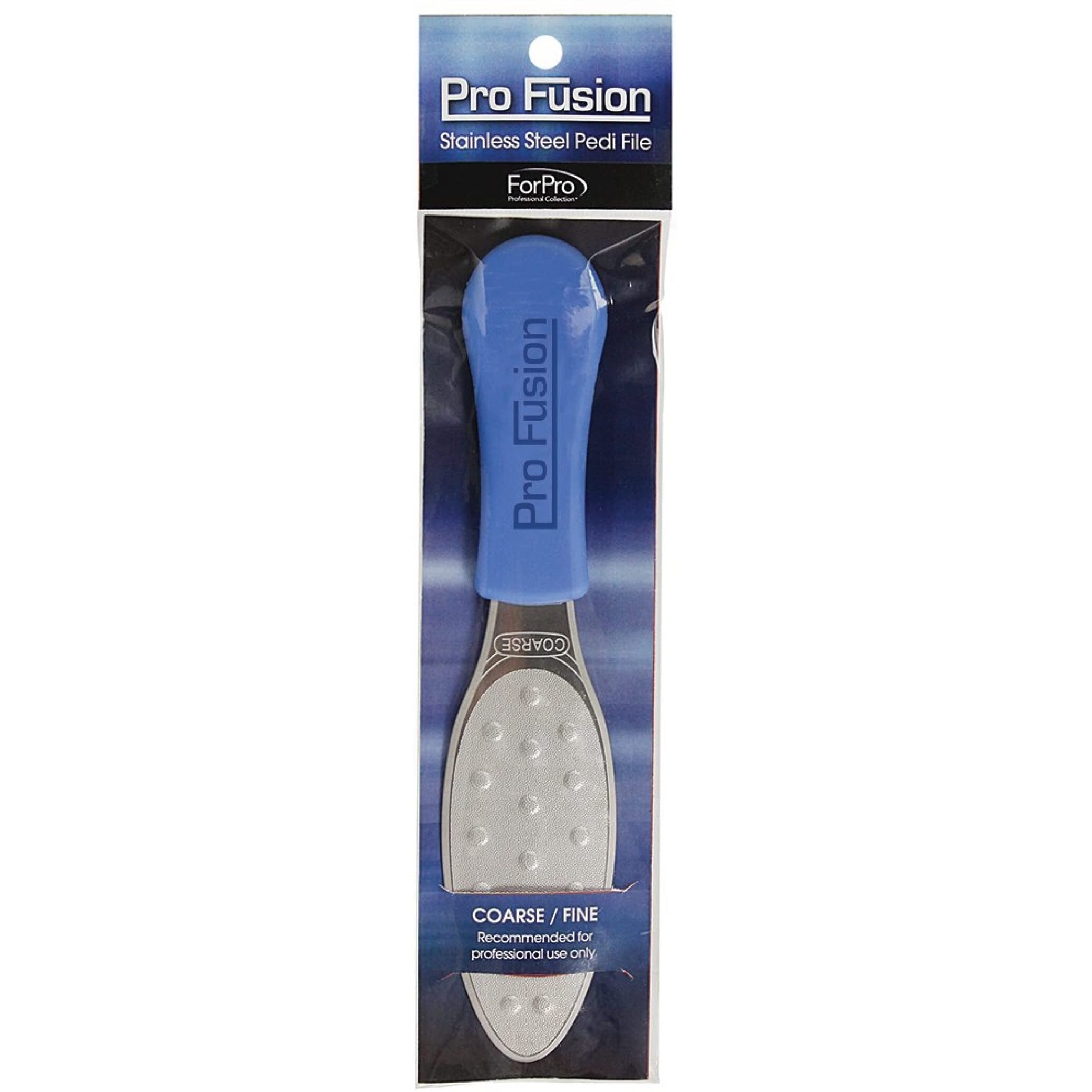 Forpro Pro Fusion Stainless Steel Pedi File - Coarse  Double-Sided Professional Quality - Blue Handle Pedicure File For Heels And Feet - 8.25  L