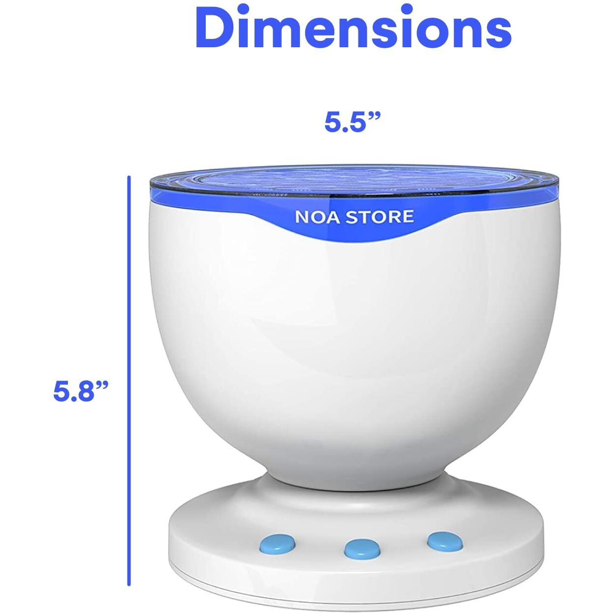 Noa Store Sensory Led Room Lights - Light Projector For Bedroom - Ocean Waves Projection Lamp With Calming Music - Night Light For Kids - Blue Ceiling Projector Lamps For Adults And Children
